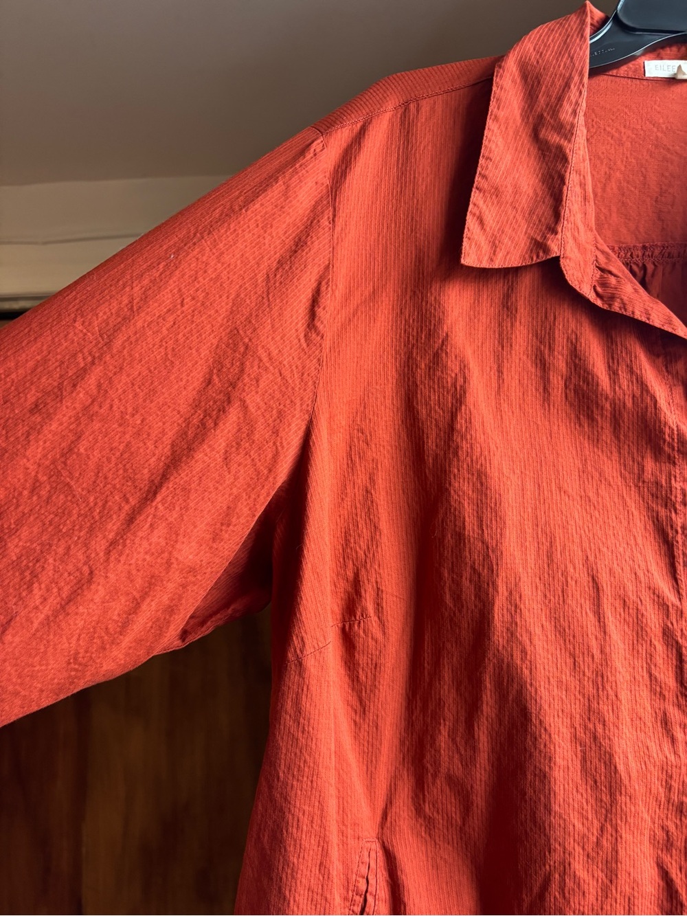 EUC Vintage Eileen Fisher Burnt Orange Red Cotton Button-Down Shirt | Women’s 1X - Picture 5 of 16